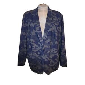 G.I.L.I. Pointe Blue Camo Printed Blazer Jacket Size 28W‎ NWT